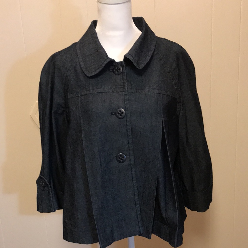 Lifestyle Attitude by Larry Levine Pleated Jean Jacket with Buttons Size 10